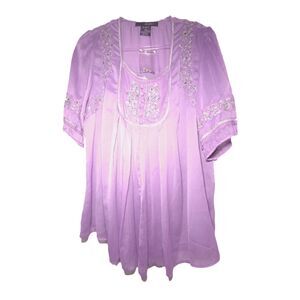 NEW Denim & Co Lavender Sequined Blouse Plus Size 18W